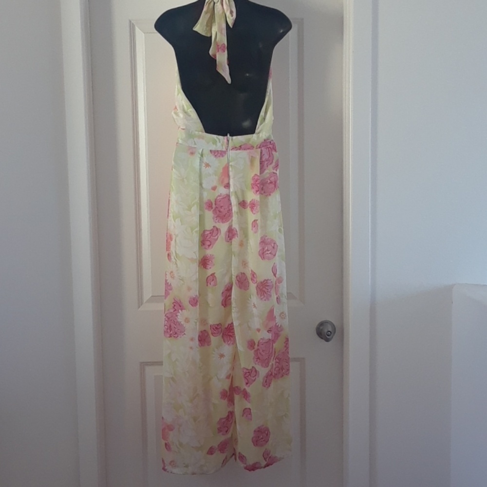 Ella Samani Women's Pink Floral Halter Neck Slim Maxi Dress Size M - Picture 6 of 10